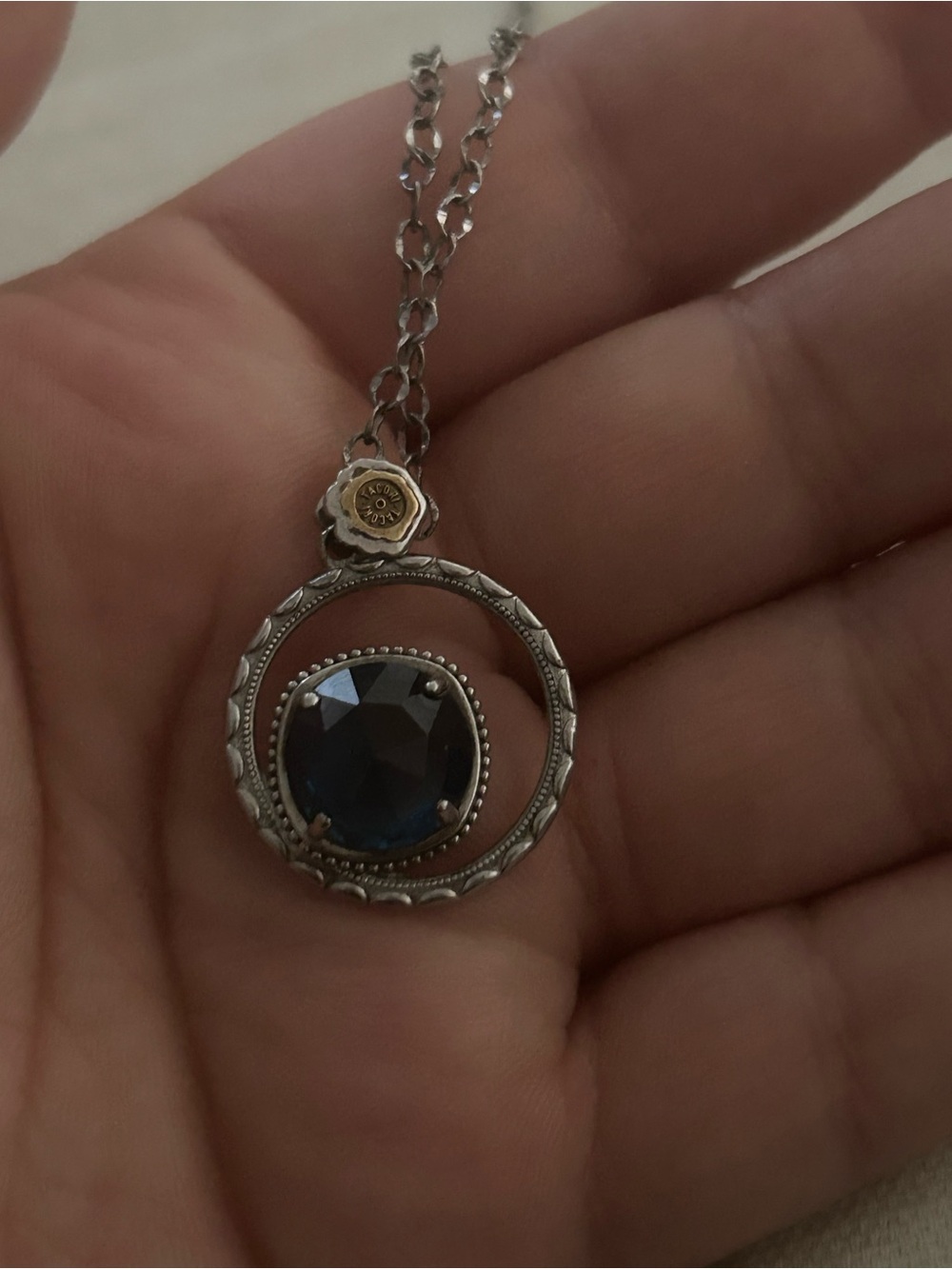 TACORI Silver Bloom London Blue Topaz 18" Necklace with Pendant 18K 925 Silver - Picture 4 of 6